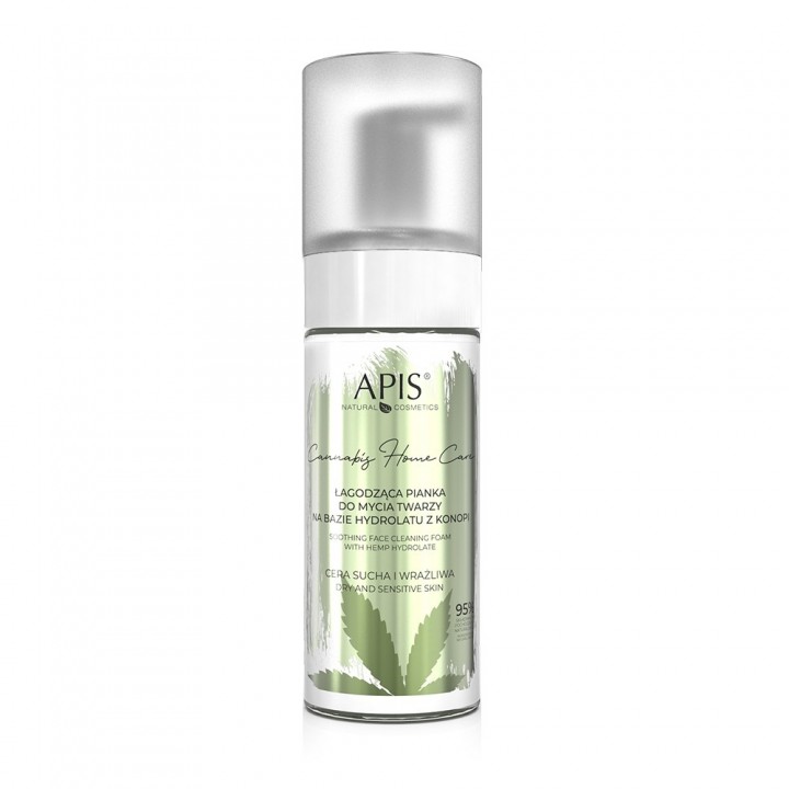 Apis - CANNABIS HOME CARE - Łagodząca pianka do mycia twarzy na bazie hydrolatu z konopi 150 ml